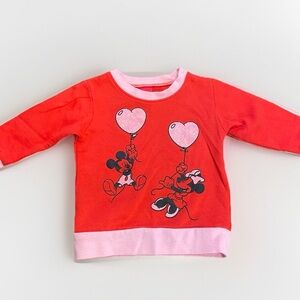 Disney Size 2T Valentine’s Day Mickey Minnie Red pink Graphic Cozy Sweatshirt